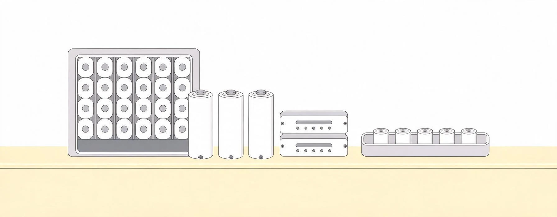 动力电池 PACK 测试场景插画